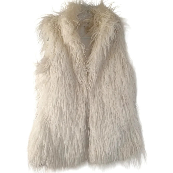 Kenar Faux Fur Cream Color Vest Size Small Edgy Funky - Picture 1 of 5